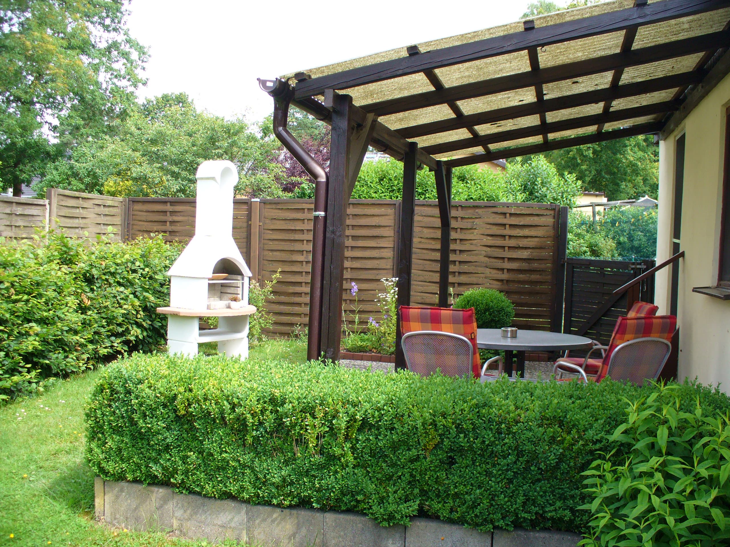 Überdachte Terrasse des Ferienhaus "Christine" in Handeloh