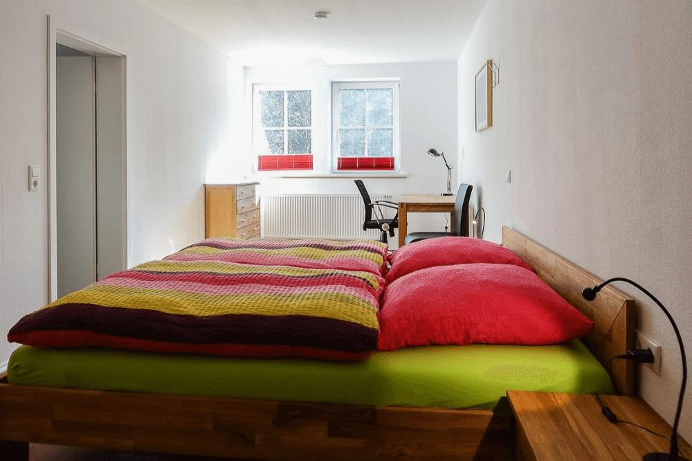 Schlafzimmer in der Ferienwohnung 6 auf dem Schröderhof Unterlüß