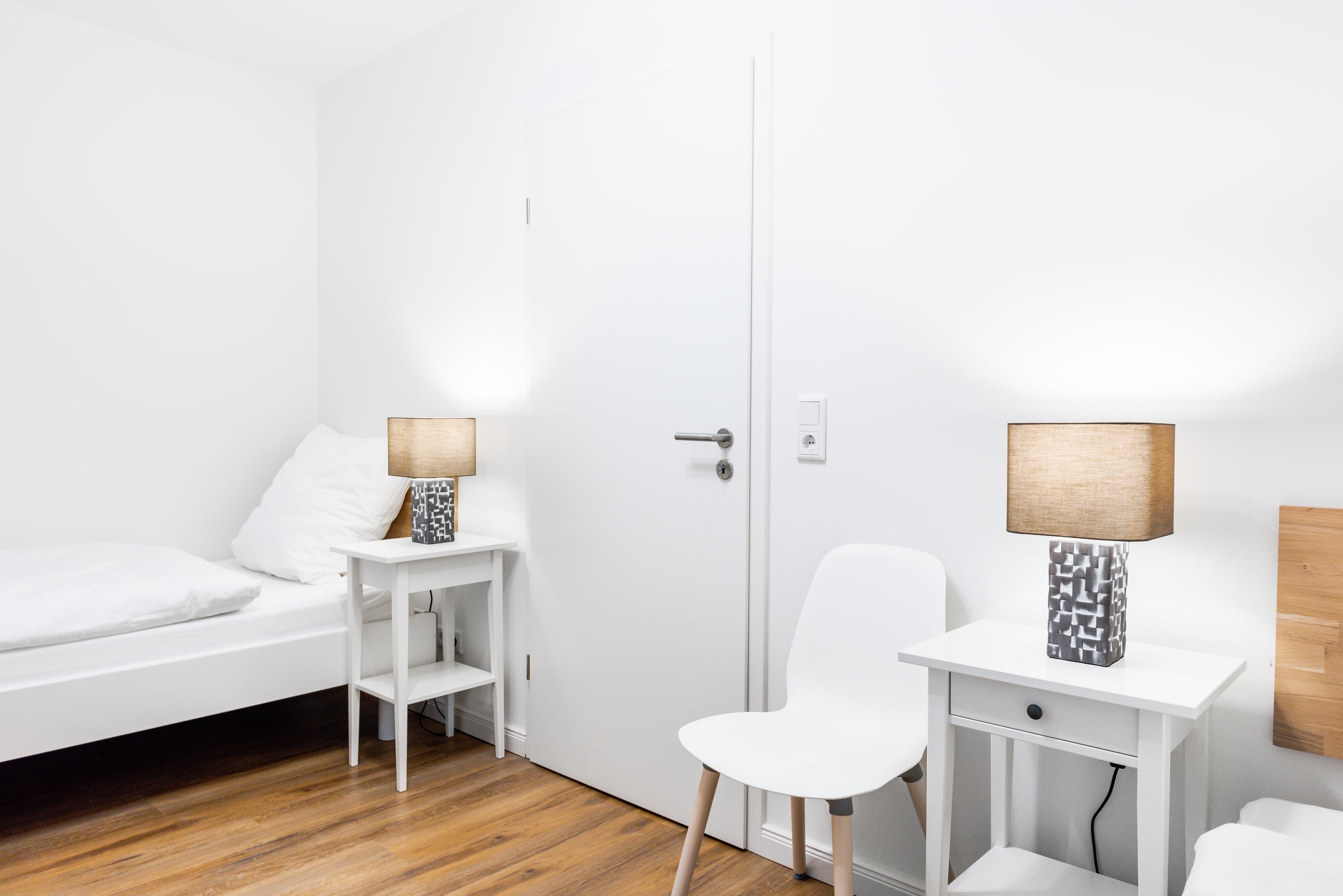 Das Schlafzimmer 2 der Ferienwohnung Starkenweide auf dem Heitmannshof in Rosengarten