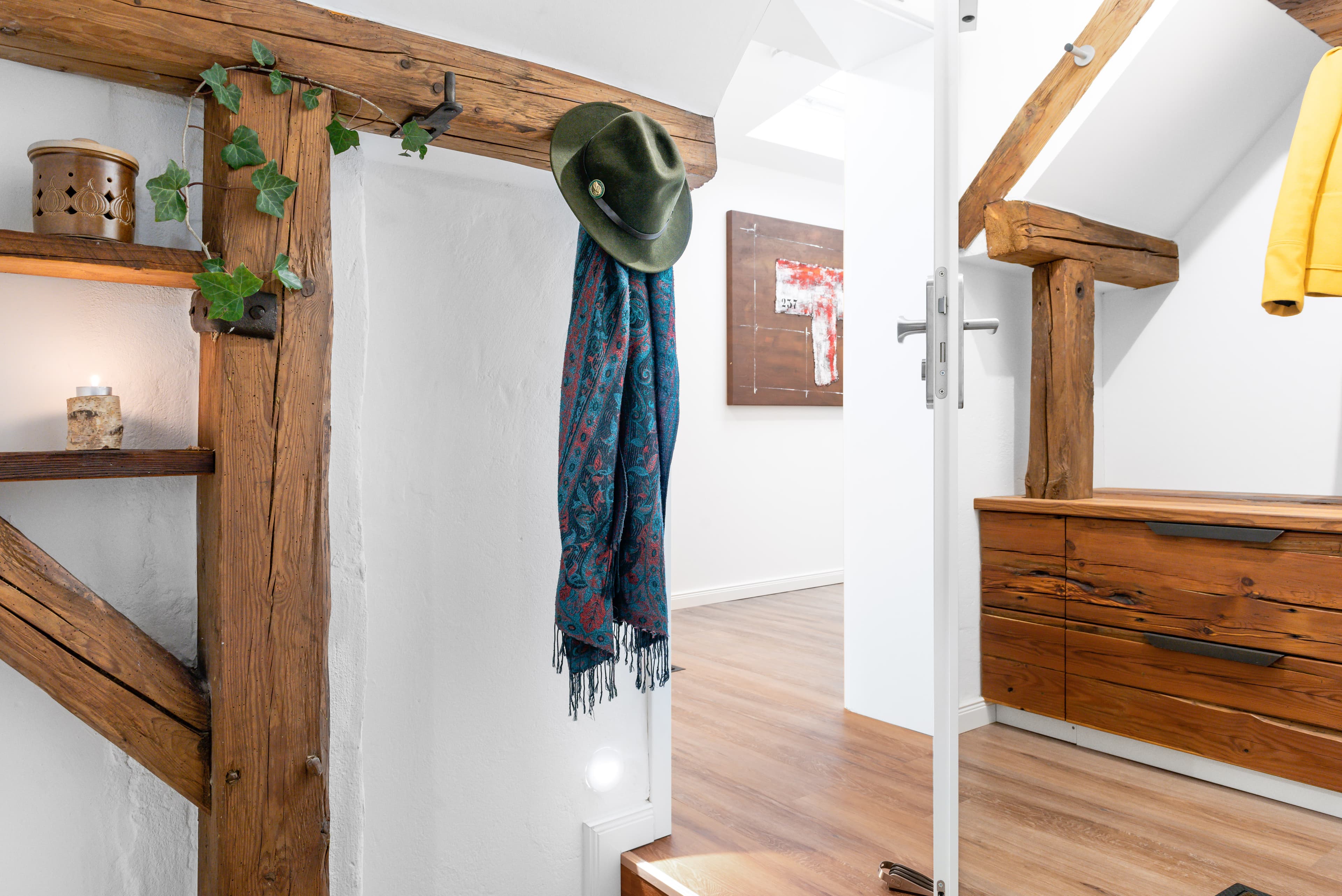 Der Eingangsbereich der Ferienwohnung Starkenweide auf dem Heitmannshof in Rosengarten