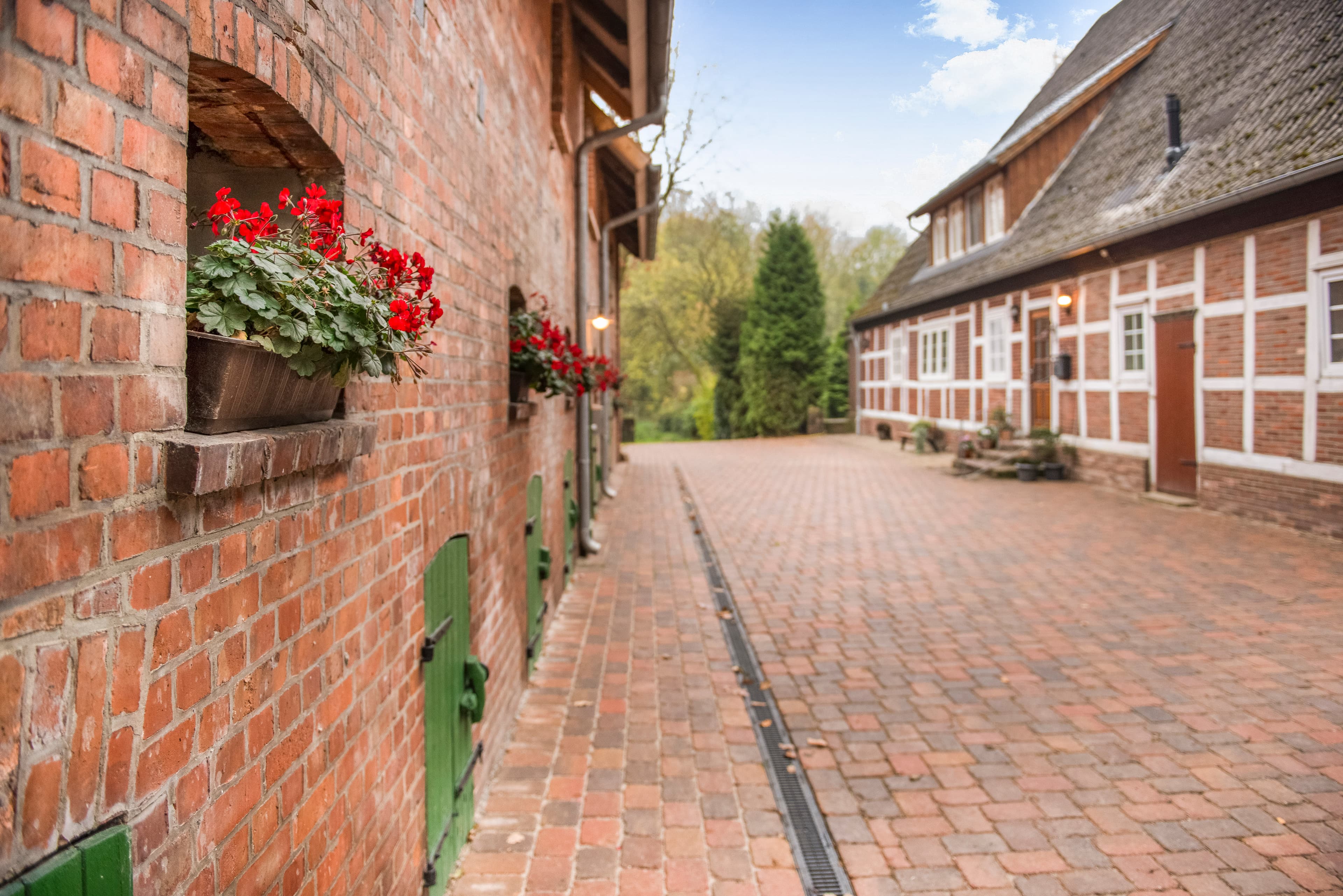 Außengelände der Ferienwohnungen Heitmannshof in Rosengarten