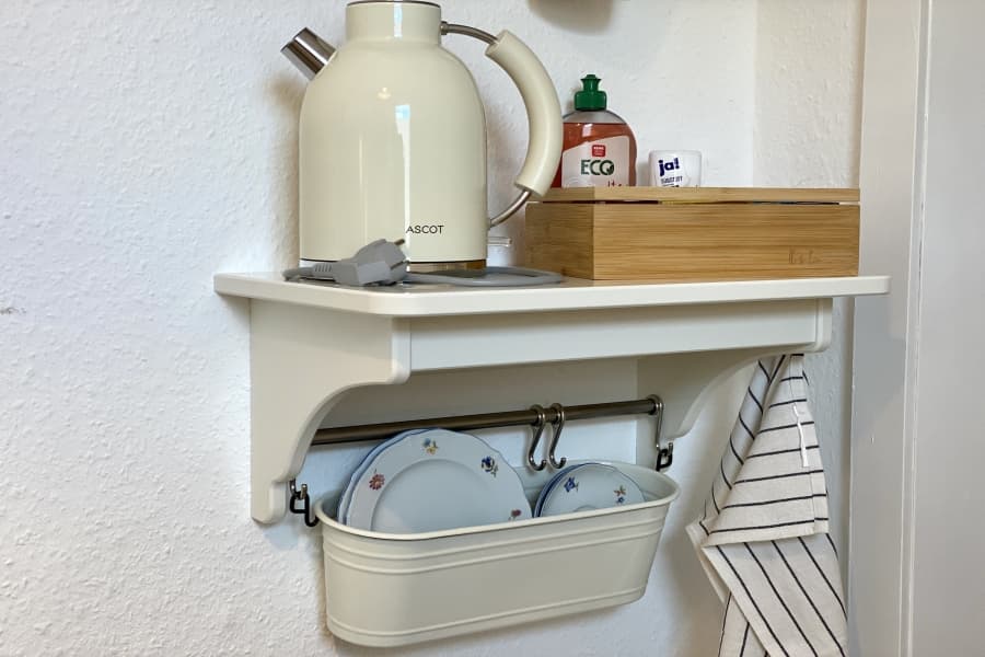 Wasserkocher und diverse Tees zur Auswahl in dem Appartement "Schnuckeliges Nest" in Müden