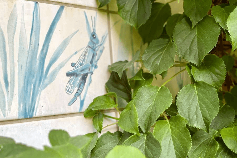 Schöne Details versteckt unter Efeu in dem Ferienhaus Heidschnuckenhof in Niederohe